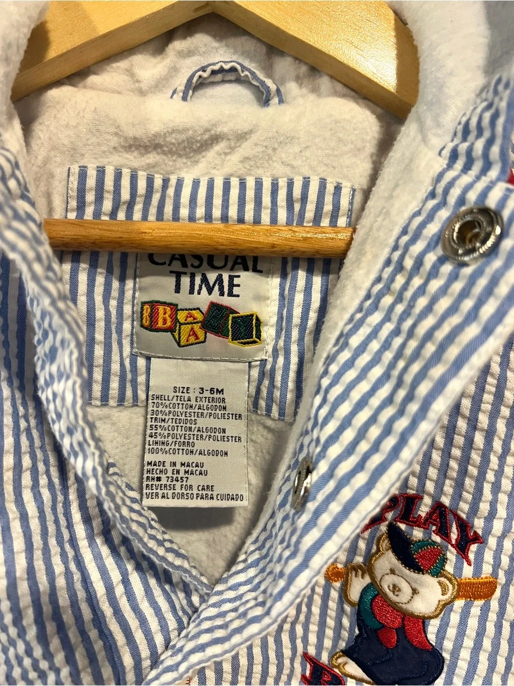 VTG Baseball Bear Pinstripe Jacket